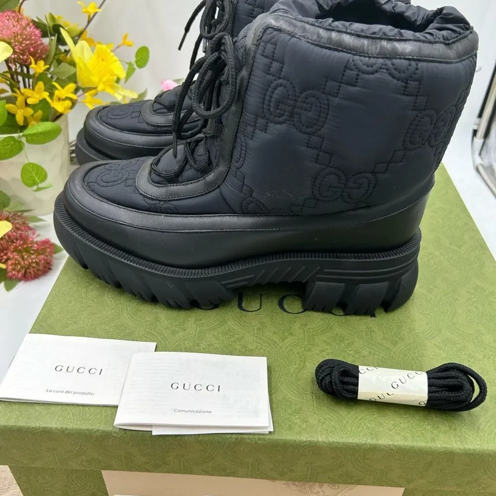 Gucci Black Quilted Rain & Snow Boots